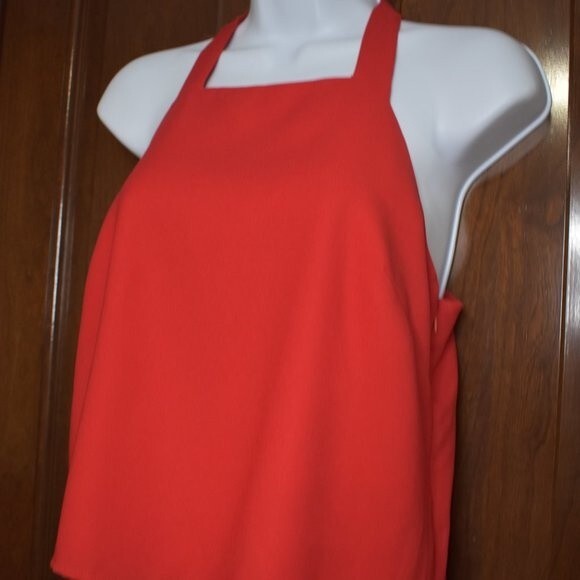 Parker Red Cropped Tank Top XS Square Neck Sleeveless Zip Date Night - Picture 4 of 15